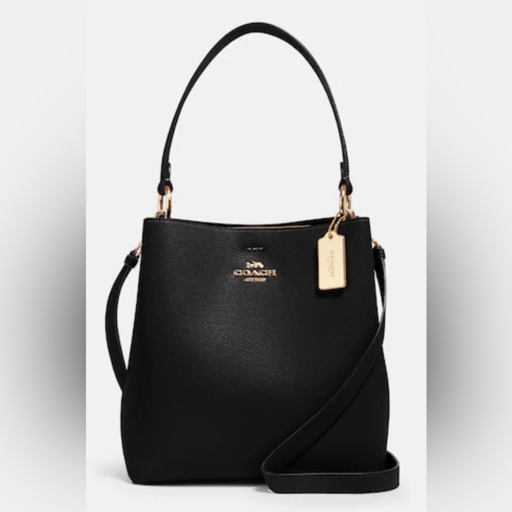 COPY - Coach Town Bucket Shoulder Bag Black Polished Pebbled Leather NWT’s